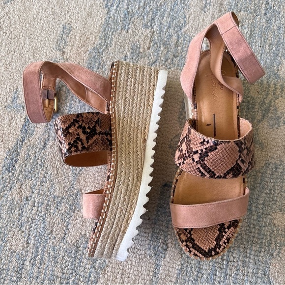 Crown Vintage Raffia espadrille leather ankle strap platform sandals siz… - Picture 4 of 9